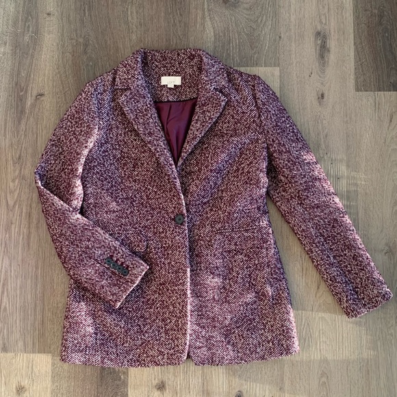 LOFT Jackets & Blazers - LOFT Burgundy Tweed Blazer EUC